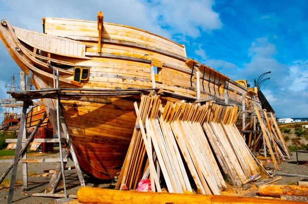 木造船舶の建造 — ストック写真