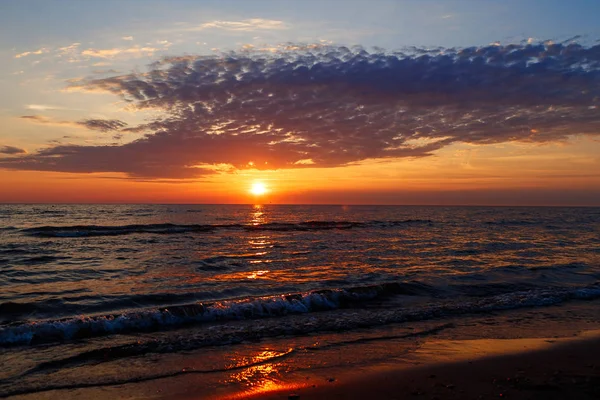 Coucher Soleil Sur Mer Dans Mer Baltique — Photo