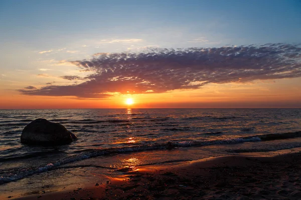 Coucher Soleil Sur Mer Dans Mer Baltique — Photo