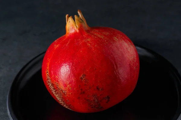 Pomegranate Fruit Bright Red Dish Dark Background — Stock Photo, Image