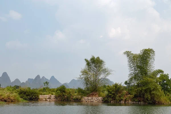 View of the picturesque mountains from the river