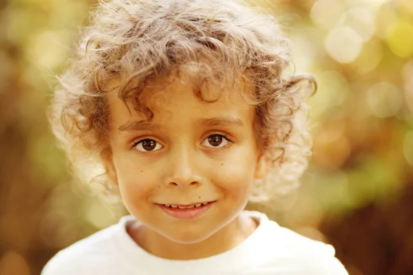 Portrait Mignon Petit Garçon Tout Petit Dans Parc Ensoleillé Automne — Photo