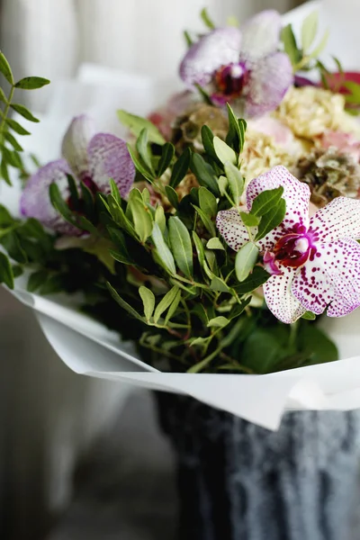 Closeup shot of assorted flowers bouquet