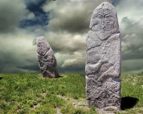 Uma Lápide Pedra Mundo Antigo Dos Nómadas Nome Original Monumento — Fotografia de Stock