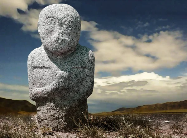 Uma Lápide Pedra Mundo Antigo Dos Nómadas Nome Original Monumento — Fotografia de Stock