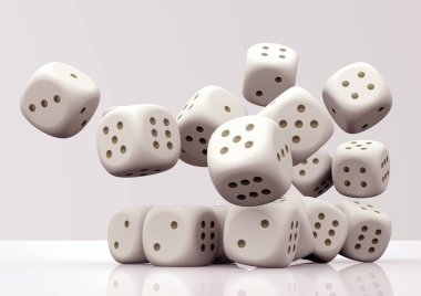 3D görüntüleme. Beyaz arkaplanda zar.