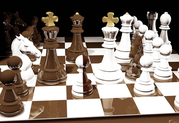 棋子是色彩斑斓的棋子 背叛或政府间谍的概念 3D渲染 — 图库照片