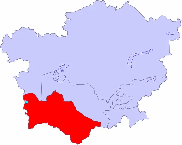 白い背景に碑文のない中央アジアのベクトル輪郭地図 トルクメニスタン共和国は赤で強調されています — ストック写真