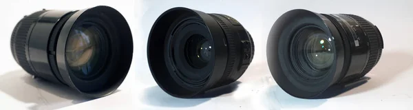 Beyaz Arka Planda Farklı Boyutlarda Bir Lens Seti — Stok fotoğraf