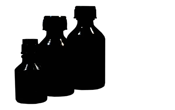 Die Silhouette Der Flasche Mit Medizin — Stockfoto