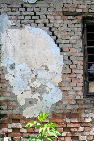 Παλιό Τοίχο Από Τούβλα Ρωγμή — Φωτογραφία Αρχείου
