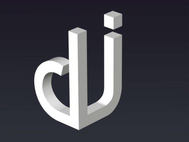 Logonun D & I yazı tipi bileşiminin 3d yazı tipi, Font biçimlendirmesi. 3B görüntüleme.