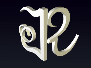 Logonun J & R yazı tipi bileşiminin 3d yazı tipi, Font biçimlendirmesi. 3B görüntüleme.