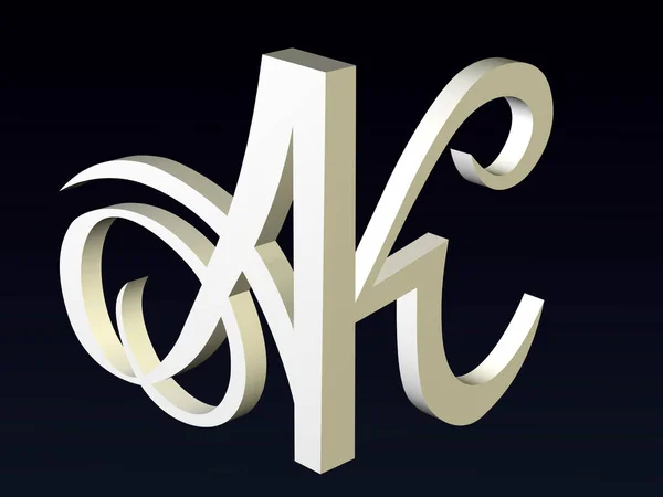 3d font, Font stylization of the letters A & K font composition of the logo. 3D rendering.