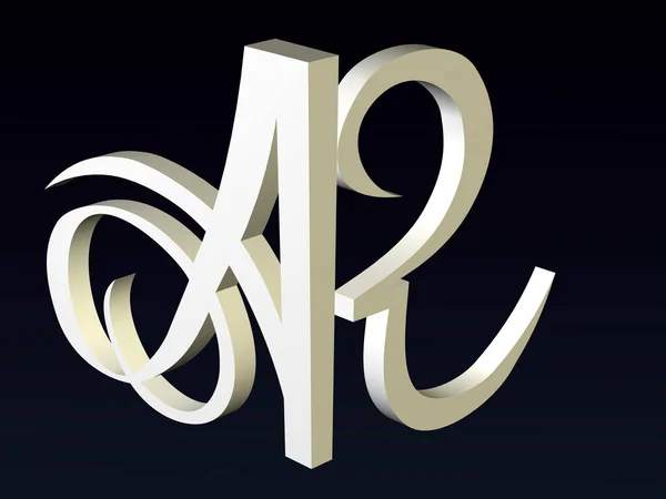 3d font, Font stylization of the letters A & R font composition of the logo. 3D rendering.