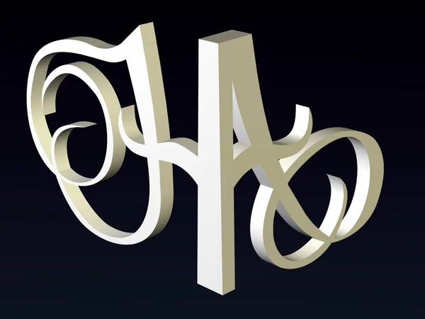 3Dフォント ロゴの文字H Aフォント構成のフォントスタイル 3Dレンダリング — ストック写真