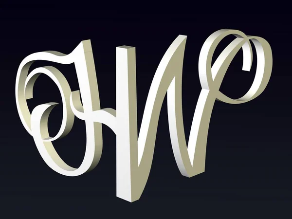 3Dフォント ロゴの文字H Wフォント構成のフォントスタイル 3Dレンダリング — ストック写真