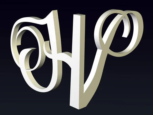 3Dフォント ロゴの文字H Vフォント構成のフォントスタイル 3Dレンダリング — ストック写真