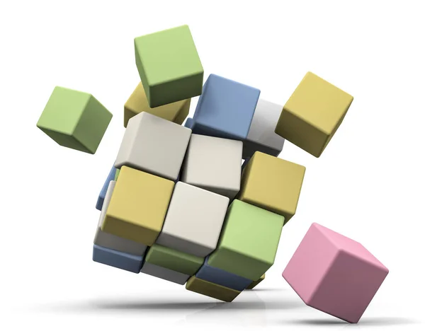 Composición Estilizada Cubos Renderizado — Foto de Stock