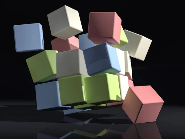 立方体の様式化された構成 3Dレンダリング — ストック写真