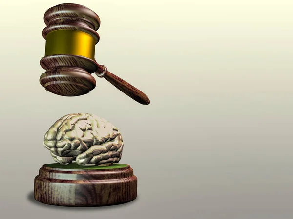 Ανθρώπινος Εγκέφαλος Είναι Στο Σφυρί Της Δικαιοσύνης Πουλάω Μυαλά Απόδοση — Φωτογραφία Αρχείου