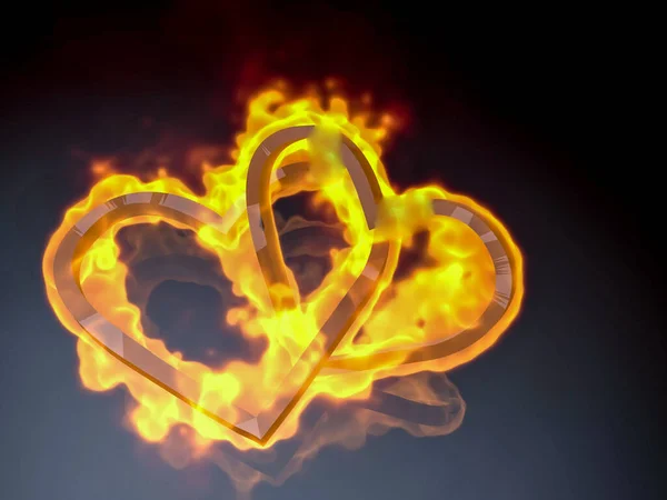 Two Hearts Fire Flame Concepts Family Conflict Divorce Rendering — Stock Photo, Image
