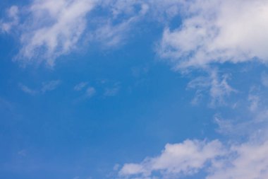 Mavi gökyüzünün beyaz bulutları var..