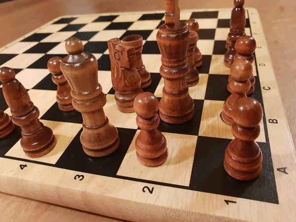 How Play Wooden Board Game Chess Improvisation Different Angles Chess — Stock Photo, Image