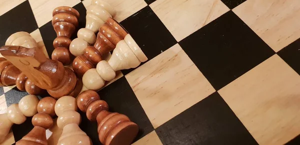 How Play Wooden Board Game Chess Improvisation Different Angles Chess — Stock Photo, Image