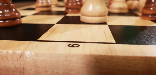 Jak Hrát Dřevěná Desková Hra Šachy Improvizace Různé Úhly Šachové — Stock fotografie
