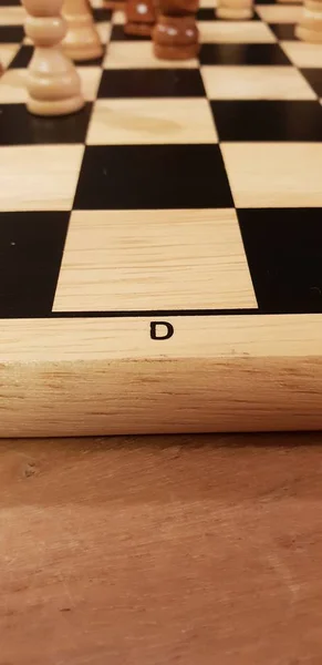 Hoe Houten Bordspel Schaken Improvisatie Verschillende Hoeken Voor Chess Sets — Stockfoto