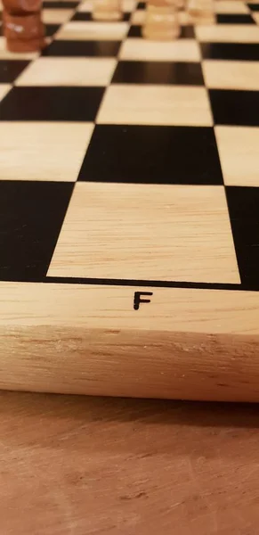 Hoe Houten Bordspel Schaken Improvisatie Verschillende Hoeken Voor Chess Sets — Stockfoto