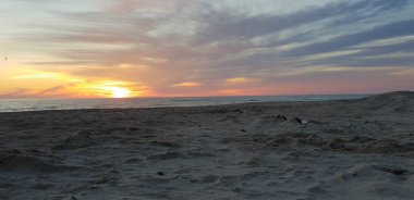 Baltık Denizi plaj, deniz, kıyı şeridi günbatımı yaz akşamları sırasında.