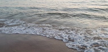 Baltık Denizi plaj, deniz, kıyı şeridi günbatımı yaz akşamları sırasında. 