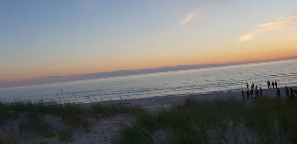 Mar Báltico Praia Litoral Litoral Durante Pôr Sol Noite Verão — Fotografia de Stock