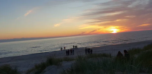 Mar Báltico Praia Litoral Litoral Durante Pôr Sol Noite Verão — Fotografia de Stock