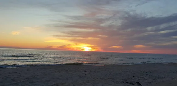 Mer Baltique Plage Bord Mer Littoral Coucher Soleil Soirée Été — Photo