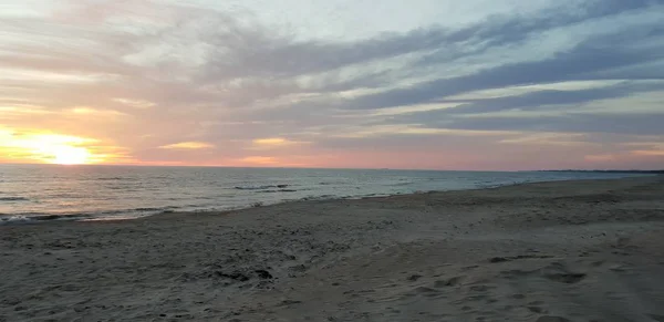 Mer Baltique Plage Bord Mer Littoral Coucher Soleil Soirée Été — Photo