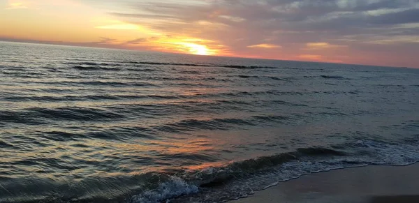 Mer Baltique Plage Bord Mer Littoral Coucher Soleil Été Soir — Photo