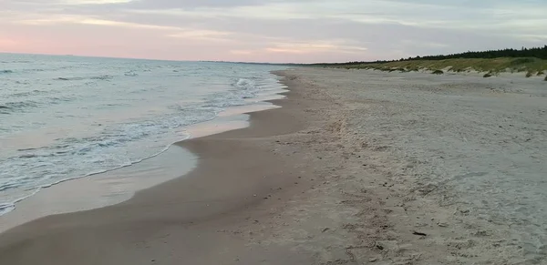 夏季黄昏时分的波罗的海海滩 海岸线 — 图库照片
