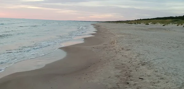 Балтийский Морской Пляж Море Береговая Линия Время Заката Летом Вечером — стоковое фото