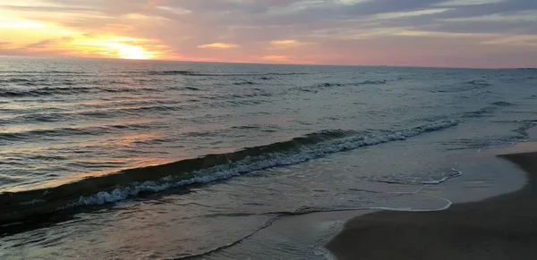 Mer Baltique Plage Bord Mer Littoral Coucher Soleil Été Soir — Photo