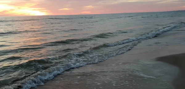 Mer Baltique Plage Bord Mer Littoral Coucher Soleil Été Soir — Photo