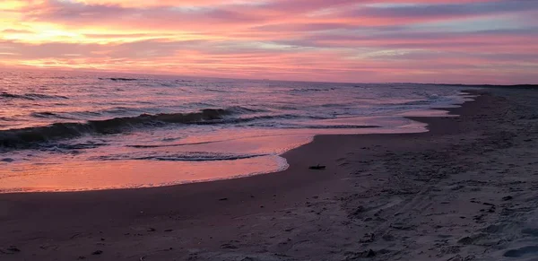 Mer Baltique Plage Bord Mer Littoral Coucher Soleil Été Soir — Photo