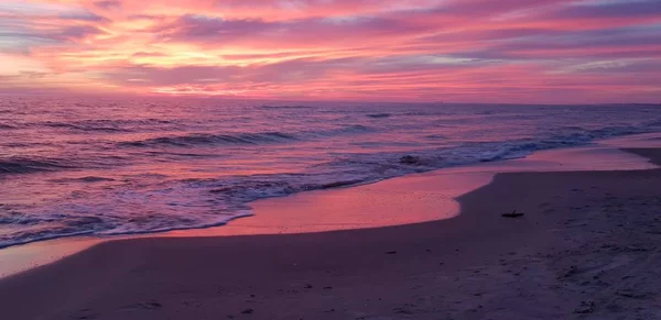 Baltische Zee Strand Zee Kust Tijdens Zonsondergang Zomers Avond — Stockfoto