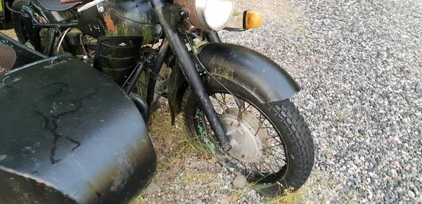 Única Motocicleta Vieja Pie Quieta Como Antigua — Foto de Stock