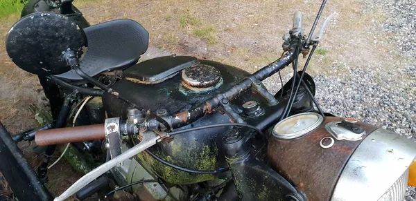 Única Motocicleta Vieja Pie Quieta Como Antigua — Foto de Stock