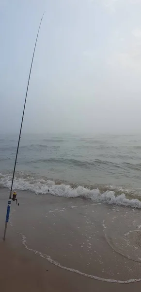 Fishing Rod Baltic Sea Beach — Stock Photo, Image