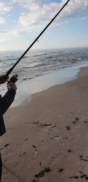 Canne Pesca Nella Spiaggia Del Mar Baltico — Foto Stock