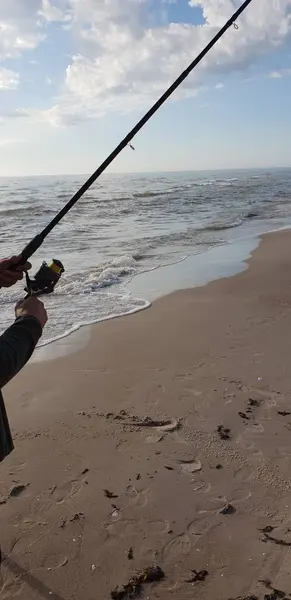 Рыболовные Палочки Пляже Балтийского Моря — стоковое фото
